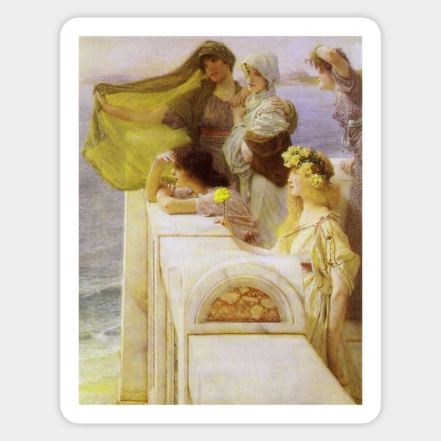 At Aphrodite's Cradle by Sir Lawrence Alma-Tadema Sticker by MasterpieceCafe